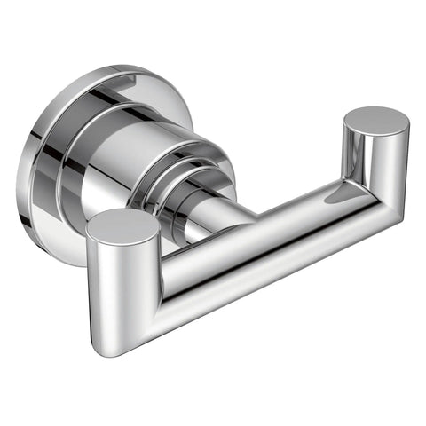 Arris Modern Double Robe Hook Chrome Finish For Bathroom Or Kitchen, Space Saving Towel And Robe Hanger, Reflective Chrome