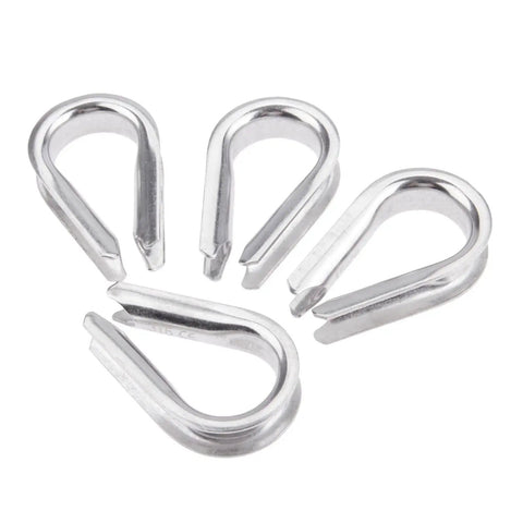 Heavy Duty 316 Stainless Steel Half Inch Wire Rope Thimble For Marine Boat Rigging And Anchor Splicing visible in group of four.
