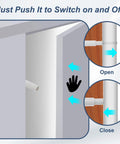 Demonstration of Magnetic Push Latches 8 Pack Hidden Push To Open Cabinet Hardware on white cabinet door, open-close feature