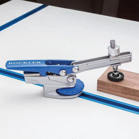 Auto Lock T Track Clamp For Woodworking Adjustable Hold Down Clamp With Set Screw 360 Degree Pivot Heavy Duty Metal T Track Stop