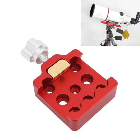 Aluminum Dovetail Clamp Saddle Mount For Telescopes And Cameras, red heavy duty tripod adapter with dual connection shown
