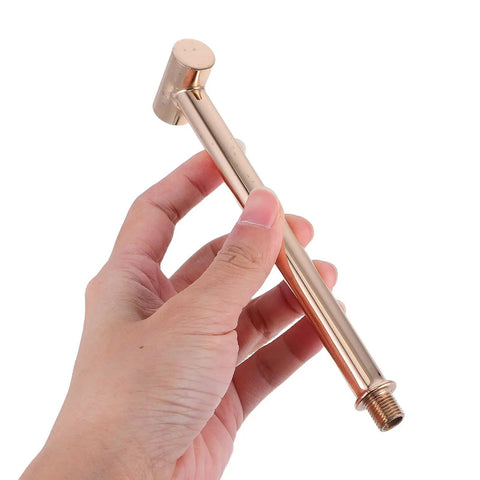 T Shaped Wall Lamp Accessory Kit With M10 Threaded Hollow Iron Tube For Commercial Spaces And Offices, Go To Pro Grade Lighting Fixture Stem That Resists Deformation And Keeps A Sleek Look, rose gold threaded tube in hand