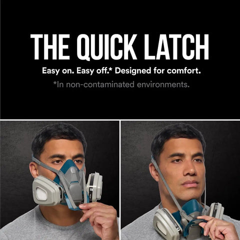 Go-To Paint Project Reusable Respirator 6502QL With Quick Latch And Cool Flow Valve P95 Filters And Organic Vapor Cartridge Medium Size NIOSH Approved For Paint Solvents And Oil Aerosols
