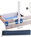 Heavy Duty Aluminum Cabinet Hardware Jig And Precision Drill Guide Sleeve For Dead On Drawer Pull Alignment and Hassle Free Cabinet Door Knob Installation No Sweat in use on drawer.