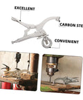 Rock Solid Adjustable Drill Press Locking Clamp Vise Built Tough As Nails For Woodworking And Metal Projects With Quick Adjustments and Iron Grip for weekend warriors and pros on workbench.