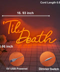 Til Death Neon Light Sign USB Powered LED Decor For Halloween Weddings Parties And Bridal Showers 17 Inch Orange Bedroom
