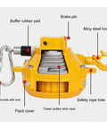 Shop Ready Heavy Duty Spring Balancer Reel With Wire Rope Tool Hanger And Self Locking Aluminum Pulley close-up showing hooks and components.