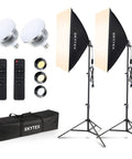 Softbox Lighting Kit 2Pack 20x28 Inch with 85W LED Bulbs 2700K 6400K E27 Base color temperature, stands, remotes, carry bag