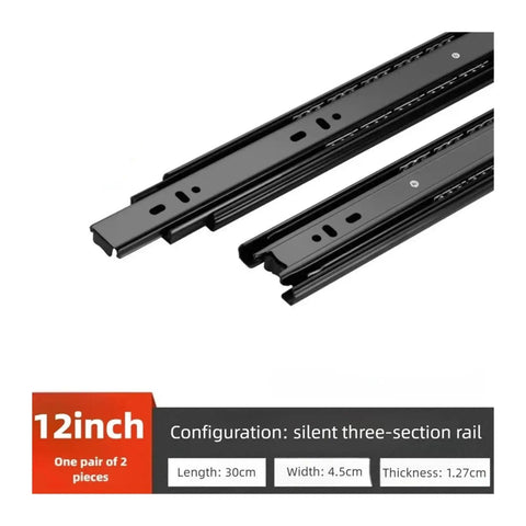 Heavy Duty Undermount Drawer Slides For Kitchen Cabinets With Soft Close Push To Open Design Crafted From Cold Rolled Steel For A Silky Smooth Slide Zero Hassle Mount And Badass Grip Built To Outlast, showing 12-inch black rail pair.