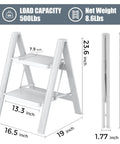 2 Step Folding Step Stool With Wide Anti Slip Pedals Heavy Duty Steel Ladder For Kitchen And Home Rust Resistant