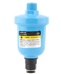 Automatic Air Compressor Drain Valve G1/2 Inlet 1.0 MPa Die Cast Aluminum Auto Drainer, blue corrosion-resistant, side view.