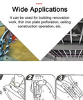 Heavy Duty Sheet Metal Hole Punch Kit Hand Held Power Punch demonstrating metal perforation and construction applications.