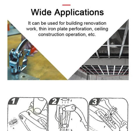Heavy Duty Sheet Metal Hole Punch Kit Hand Held Power Punch demonstrating metal perforation and construction applications.