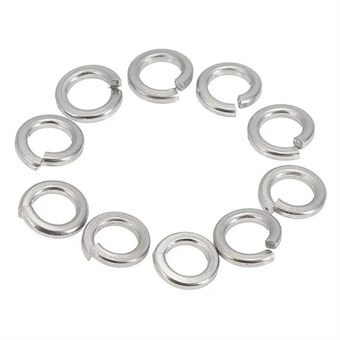 O Ring Assortment Kit 100 Pcs M3 304 Stainless Steel Split Lock Washers arranged in circle on white background.