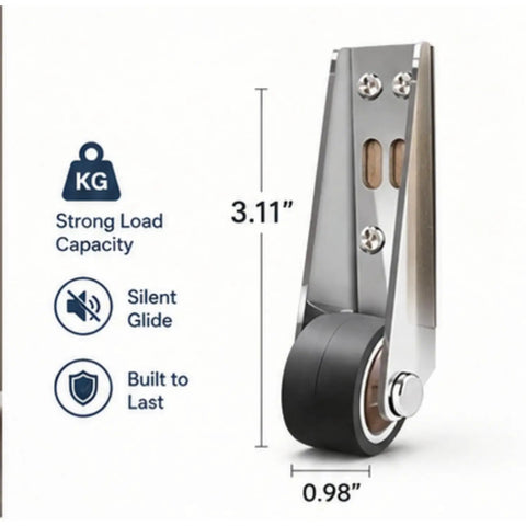 Heavy Duty Bottom Guide Roller Wheel For Barn And Closet Doors Quiet Soft Rubber Caster With Solid Alloy Steel Core, 3.11in.