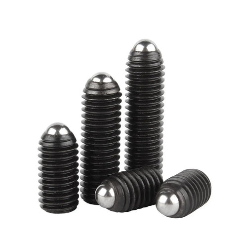 Premium Spring Ball Plunger Set Screws M10 By 20mm, black coated, Grade 129 alloy steel grub bolts for industrial use.