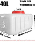 Food Grade Plastic Water Tank 340L for home, school, office, hotel and event use, white tank with red lid, dimensions labeled