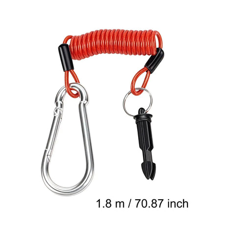Stainless Steel RV Breakaway Cable With Transparent Jacket High Strength Lanyard For Trailers, 1.8m, with metal clip and pin