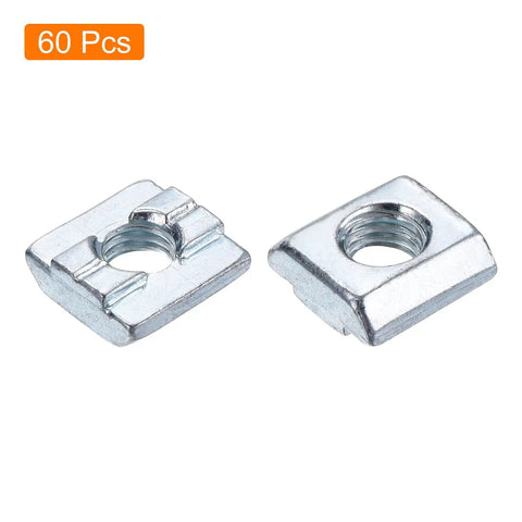 60 Pack M8 T Slot Nuts Carbon Steel Nickel Plated Tee Slider Blocks for 3030 Aluminum Extrusion Profiles, 16x16x6mm size