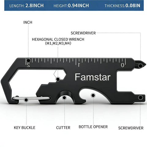 3 Pack Keychain Multi Tool Wrench Ruler Bottle Opener For Men Compact Metal Pocket Gadget with hex wrench and screwdriver.