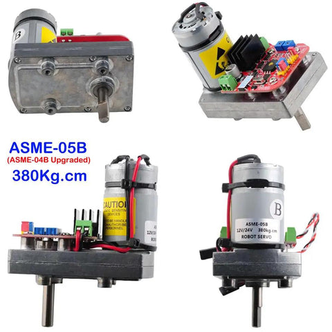 Beefy Torque RC Servo With 380 Kgcm Power, 300 Degree Steering Range, DC 12 24V Operation, components and motor visible