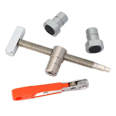 Durable Stainless Steel Bench Dog Clamp For Woodworking 19mm Extended Length with accessories on white background
