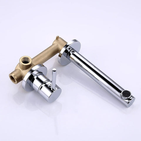 Wall Mount Bathroom Faucet For Sink Modern Chrome Single Handle Brass Valve Built To Last With Solid Brass Construction