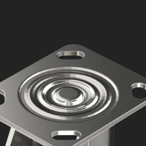 Heavy Duty Swivel Caster Wheels 3 Inch Rubber Rolling Set Roll Smooth With Quiet Brakes metal mounting plate with circular surface detail.
