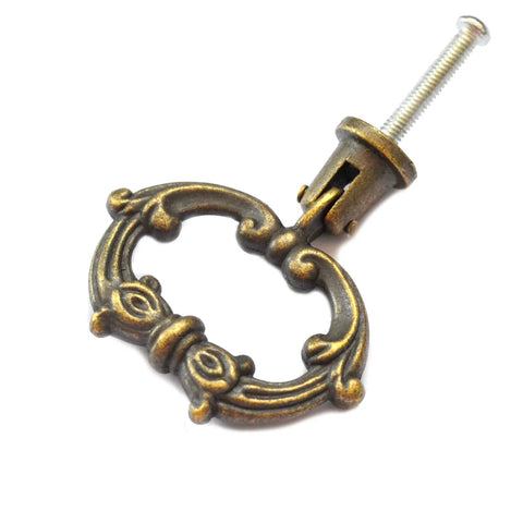 Close-up of Bronze Drawer Ring Pulls Set Of 8 With Screws Single Hole Vintage Antique Style Handles for furniture
