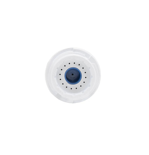 Bottom view of Refrigerator Water Filter GSWF Compatible, Easy Twist Lock Replacement, circular design with nozzle in center