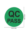Quality Control Round Labels Pack 500 Self Adhesive QC Pass Stickers With Coated Backing, 2.5cm green label