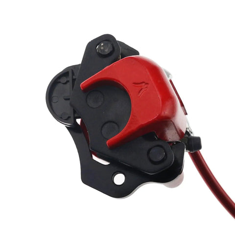 Close-up of a caliper from a Rear Hydraulic Brake Assembly Kit For Go Karts And ATVs Includes Caliper Master Cylinder Pads And 158mm Disc Rotor.