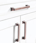 5 Inch Brushed Antique Copper Cabinet Hardware Pulls And Knobs Set For Kitchen And Furniture, square solid zinc alloy handles installed