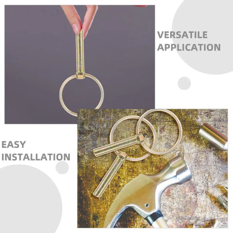 Heavy Duty Galvanized Lynch Pins With Ring Kit for Trailers and Farm Equipment, shown with easy installation.
