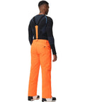 Back view of Men's Insulated Snow Pants Waterproof Ski Trousers For Winter Hiking in Orange Size S, showing leg zippers.