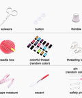 Go Ready 67 Piece Sewing Kit With Threads Needles Scissors And More For Travel Home And College showcasing tools like thimble and tape measure