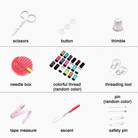 Go Ready 67 Piece Sewing Kit With Threads Needles Scissors And More For Travel Home And College showcasing tools like thimble and tape measure