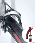 4 Pack 6mm Bike Seatpost Quick Release Pins Alloy Seatpost Clamp Bolts Universal Binder Skewer for Mountain and Road Bikes Replacement Parts Black and Red with a close-up of a red quick release pin, highlighting its design and alloy material.