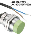 Side view of Inductive Proximity Sensor Switch 15mm Detect Distance For Iron Objects 110-220V Or 90-250V AC 500mA NO Output 2-Wire