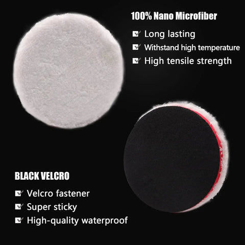 Waffle Foam Buffing Pads 6 Inch Kit 7 Pcs showcasing microfiber pad and black velcro for car polisher DA RO GA compatibility.