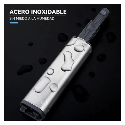 Magnetic Push Cabinet Latches Set For Easy Touch Open Doors, steel latch with water droplets on black background.