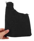 Heavy Duty Sawdust Collection Bag For Miter Saws And Bench Planers Featuring No Sweat Setup Universal Woodworking Dust Catcher Pouch held in hand.