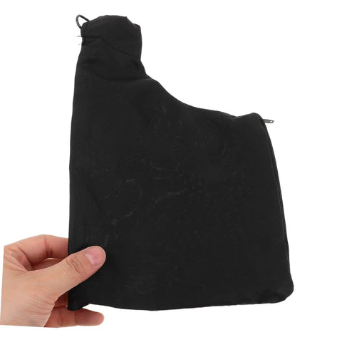 Heavy Duty Sawdust Collection Bag For Miter Saws And Bench Planers Featuring No Sweat Setup Universal Woodworking Dust Catcher Pouch held in hand.
