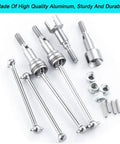 Beefy 4 Piece RC Front And Rear CVD Driveshaft Set for One Sixteenth Scale Trucks CNC machined metal shafts silver finish