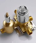3-Function Shower Diverter Valve With Concealed Brass Pressure Balance Rough-In Valve Trim Kit In Polished Chrome on white background
