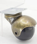 Antique Gold 1.5 Inch Swivel Furniture Caster Wheels With Screws Set Of 4, 40mm ball wheel, top plate 38x38mm, side view