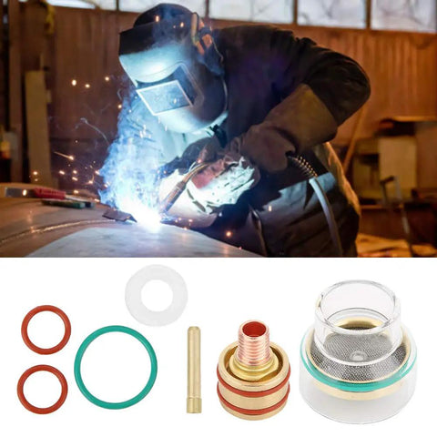 Tig Welding Kit With Glass Cup Torch Collet Argon Arc Accessories Copper Rubber Components Replacement Parts For WP9 And WP20 1.6mm