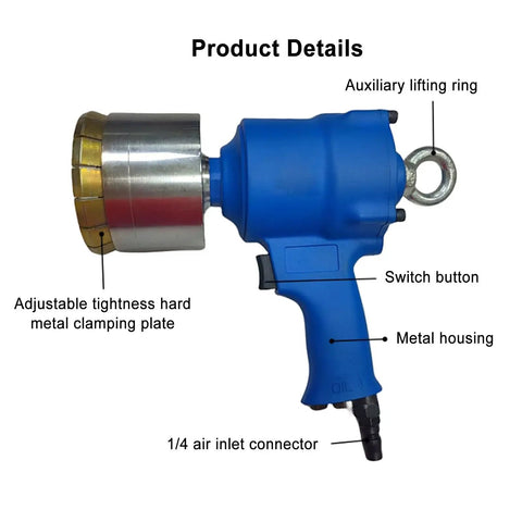 Niikadd Air Driven Oil Drum Pressure Cap Sealer Crimper For 200 Liter Barrel handheld tool with blue housing and metal clamping plate.