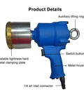 NIKAIDD Air Driven Oil Drum Pressure Cap Crimping Tool For 200 Liter Barrel Sealer Machine showing adjustable clamping plate and air inlet.