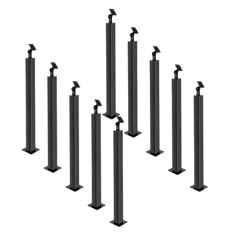 Slick Matte Black Stair Railing Spindles In 35 Or 37 Inch Sizes With Holeless Design And Screws Kit featuring minimalist ironwork construction.